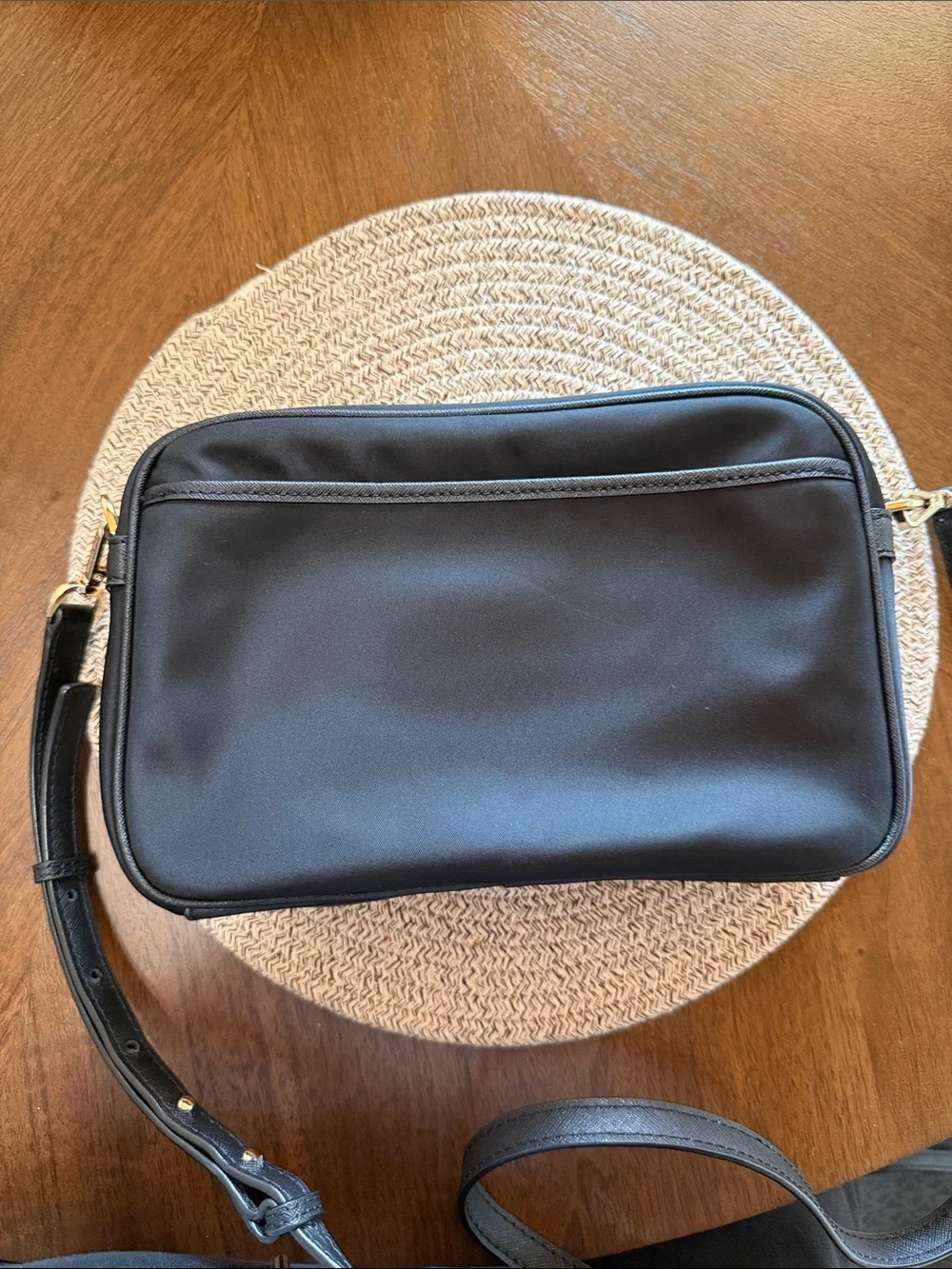 Michael Kors Nylon Black Crossbody Bag with Gold Accents